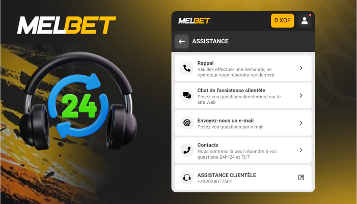 Le service d'assistance Melbet est disponible 24 heures sur 24, 7 jours sur 7