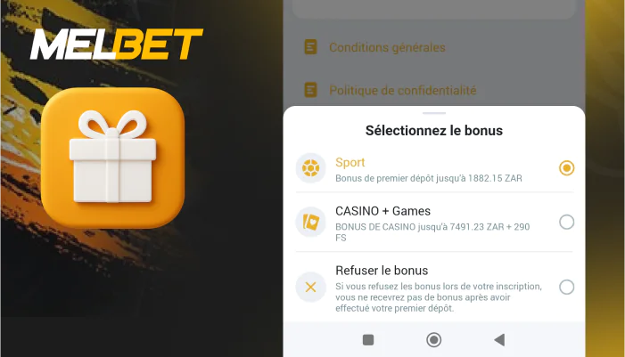 Choisissez un bonus de bienvenue sur les sports ou le casino, étape 4